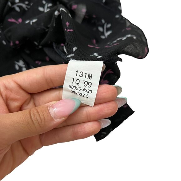 Vintage 90s Levis Silver Tab Womens Sheer Mesh Floral Top Black Y2K Going Out - Picture 6 of 10